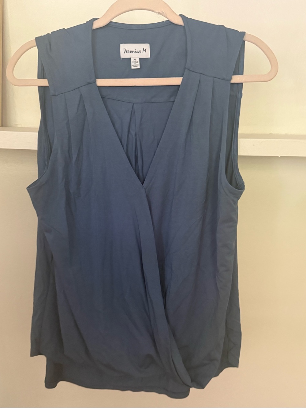 Veronica M Sleeveless Wrap-Front Tank — Slate Blue